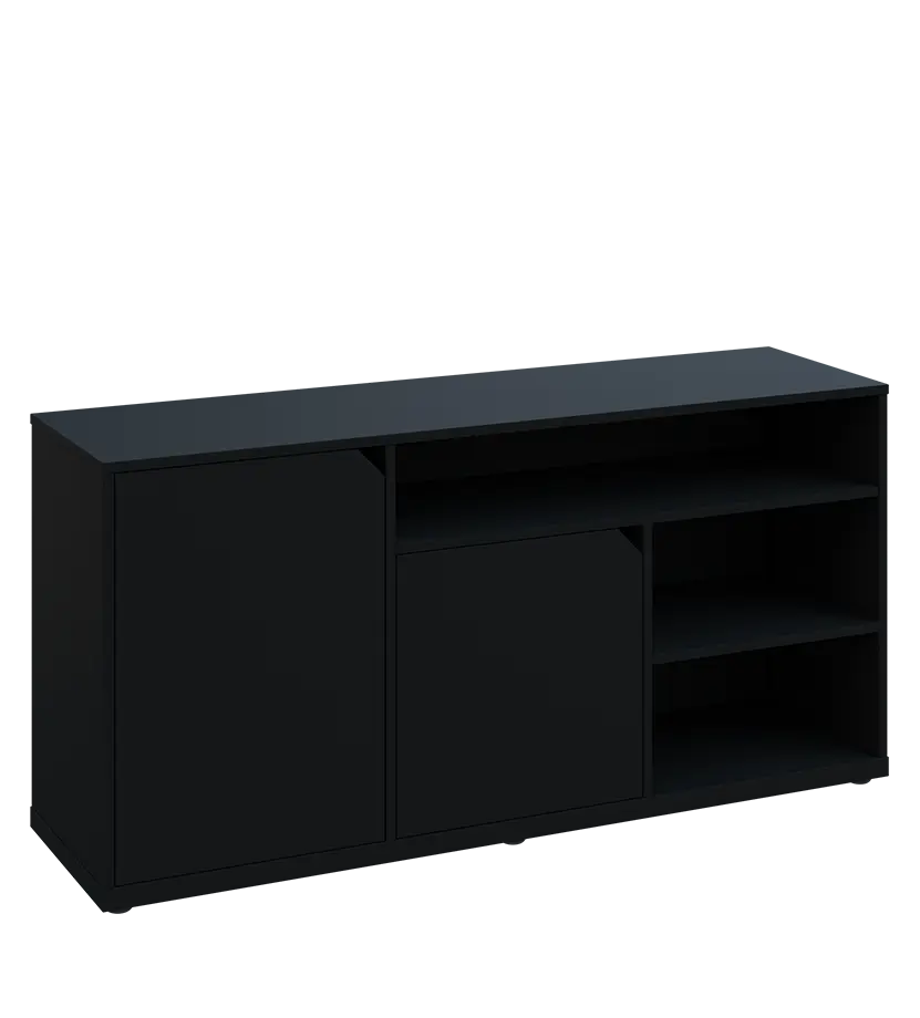 KU2-15DN3 L skříňka nízká 2-dveřová, nika, 740x1522x400, provedení levé, černá